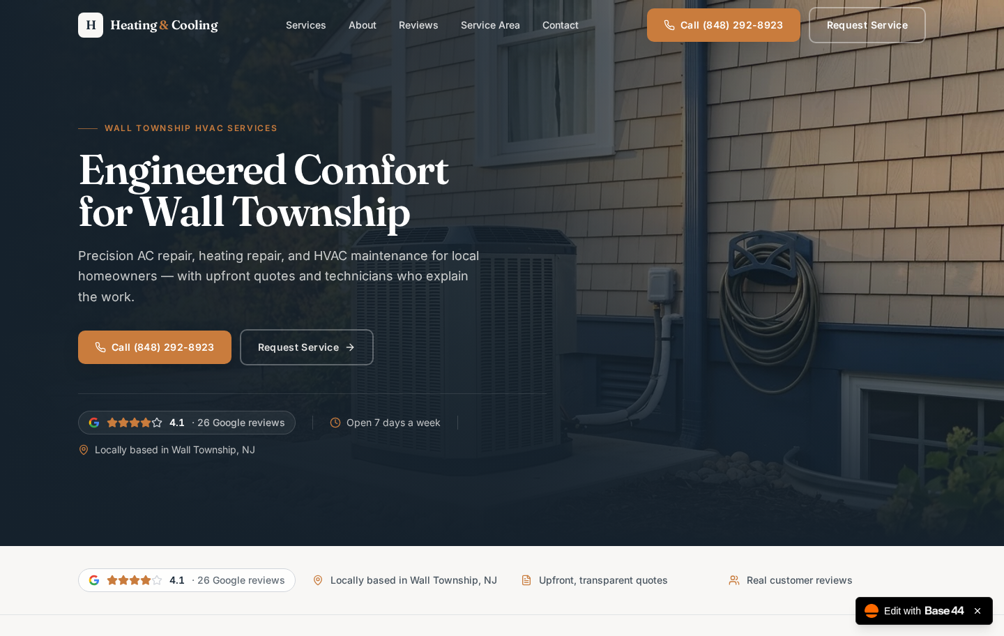 Live Heating & Cooling website homepage